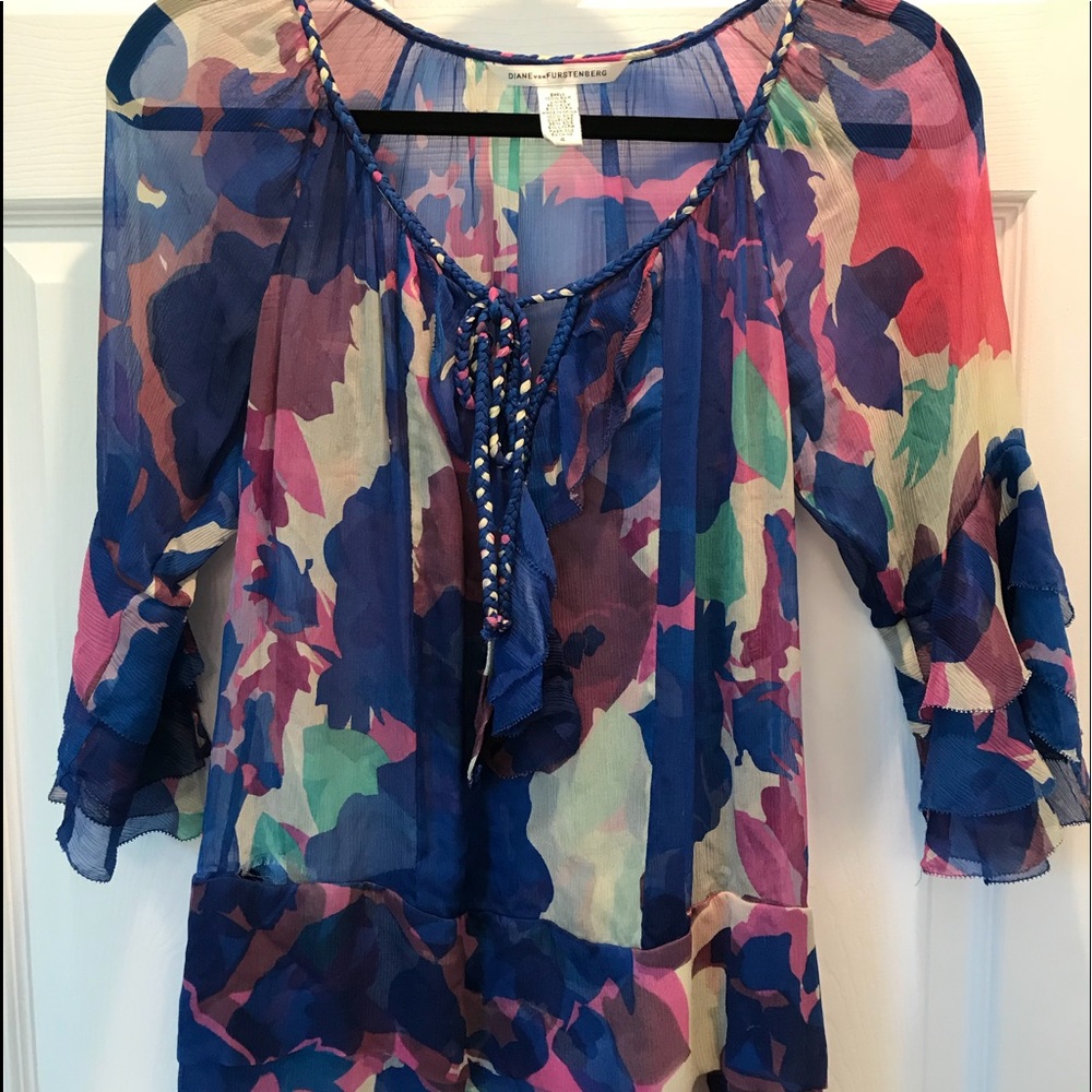 Diane von furstenburg sheer blouse
